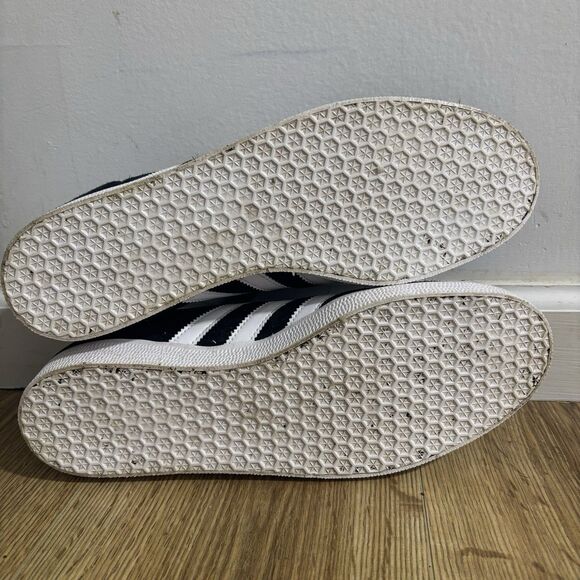 Adidas Gazelle Sneakers Men’s Size 10.5 Black White Gold Suede Athletic Shows main image 7